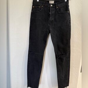 Free People ripped skinny button up jeans